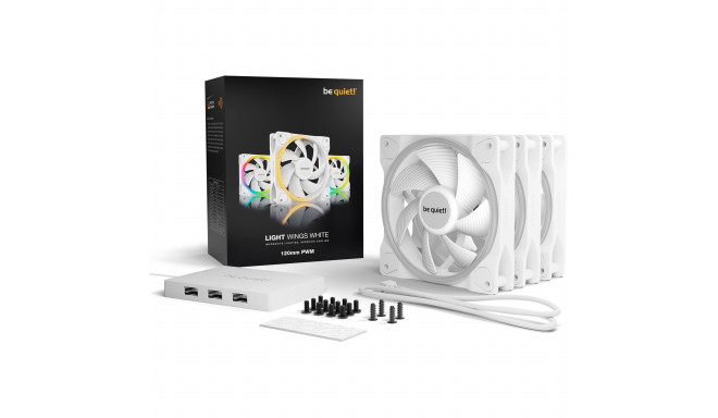 be quiet! Light Wings White 120mm PWM Triple Pack, case fan (white, pack of 3, incl. ARGB hub)