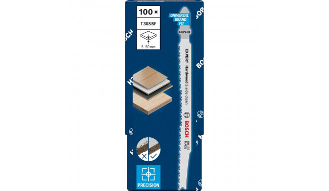 Bosch Expert Jigsaw Blade T 308 BF 'Hardwood 2-side clean' (100 pieces)