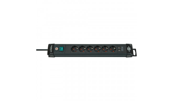 Brennenstuhl Premium-Line power strip 6-way (black, 3 meters, 2x USB)