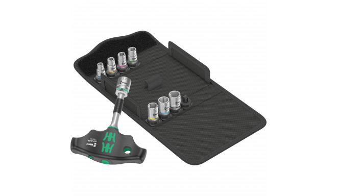 Wera Kraftform Kompakt 400 RA Set 2, with ratchet function, socket wrench (black/green, 1/4, 9 piece