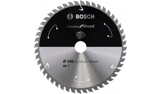 Bosch circular saw blade Standard for Wood, 160mm, 48Z (bore 20mm, for cordless saws)