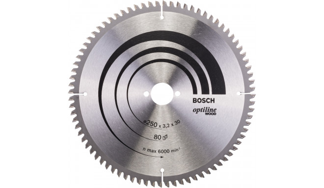 Bosch circular saw blade Optiline Wood, 250mm, 80T