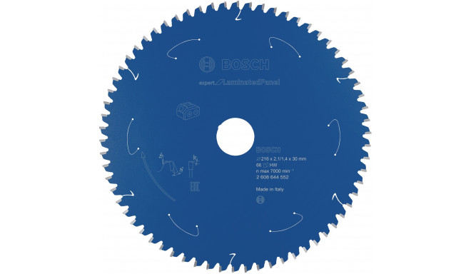 Bosch circular saw blade Expert for Laminated Panel, 216mm, 66Z (bore 30mm, for table saws)