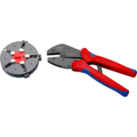 KNIPEX MultiCrimp 97 33 01, with interchangeable magazine, crimping pliers (red/blue, incl. 3 crimpi