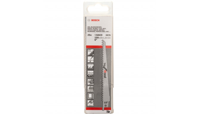 Bosch saber saw blade S 644 D Top for Wood, 25 pieces (length 150mm)