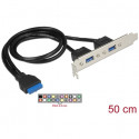 DeLOCK slot bracket 1 x 19 pin USB 3.0 post socket internal > 2 x USB 3.0 Type-A socket external, sl