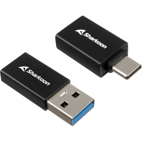 Sharkoon USB 3.2 Gen 1 Adapter OfficePal, USB-A > USB-C / USB-C > USB-A (black, set of 2)