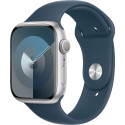 Apple Watch Series 9, Smartwatch (silver/blue, aluminum, 45 mm, sports band)