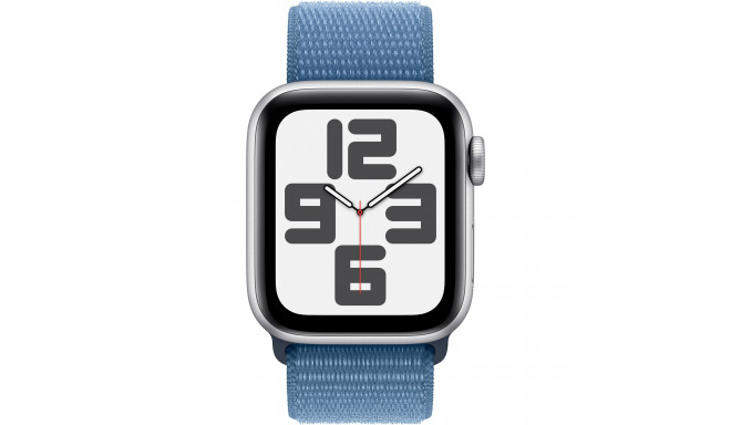 Apple Watch SE (2023), Smartwatch (silver/blue, 40 mm, Sport Loop, aluminum)