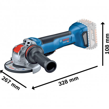 X-LOCK Akku-Winkelschleifer GWX 18V-10 P Professional solo, 18Volt (blau/schwarz, ohne Akku und Lade