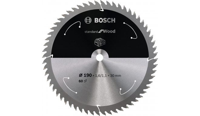 Bosch circular saw blade Standard for Wood, 190mm, 60Z (bore 30mm, for cordless hand-held circular s