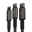 Baseus Universal Tungsten 3-in-1 USB cable (Type C / Lightning / micro USB) 3.5A 1.5m Black (CAMLTWJ