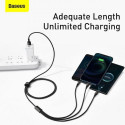 Baseus Universal Tungsten 3-in-1 USB cable (Type C / Lightning / micro USB) 3.5A 1.5m Black (CAMLTWJ