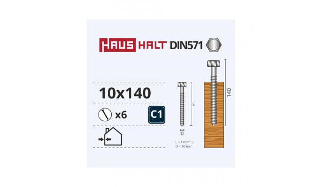 CHIPBOARD SCREW DIN571 10X140 MM 6 PCS