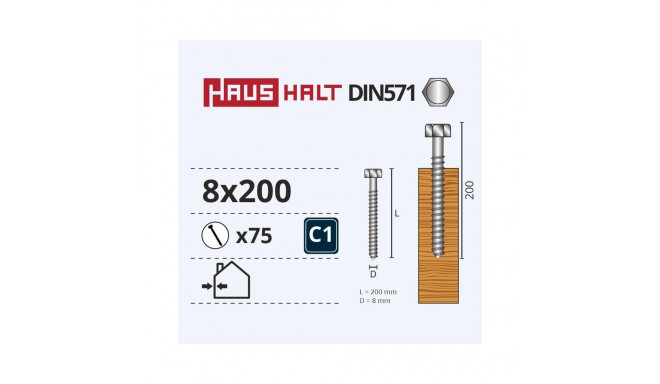 CHIPBOARD SCREW DIN571 8.0X200 WHITE ZN