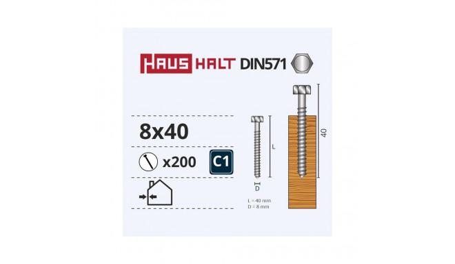 CHIPBOARD SCREW DIN571 8.0X40 WHITE ZN