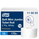 Туалетная бумага 2-х слойная TORK Premium Mini Jumbo Soft T2 170м (110253)