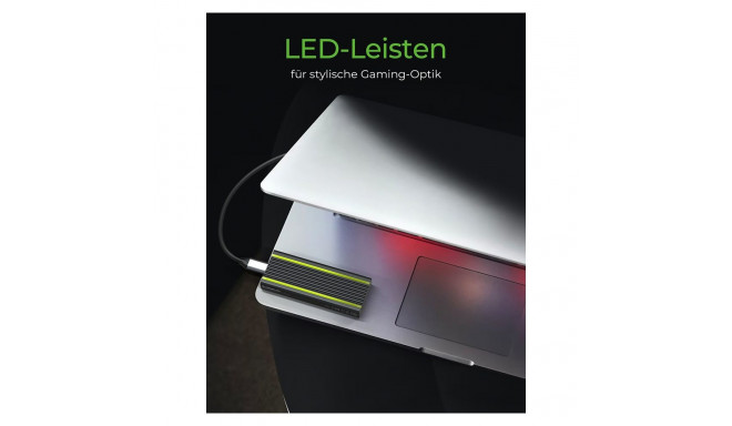 "ICY BOX IB-1824ML-C31 Externes USB-C 3.2 Gehäuse für M.2 NVMe SSD mit LED-Beleuchtung"