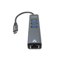PremiumCord Adapter USB-C to Gigabit 10/100/1000Mbps + 3x USB3.2 connector