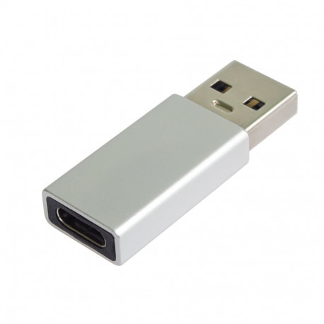 PremiumCord Adaptér USB2.0 A male - USB-C female, silver aluminum case