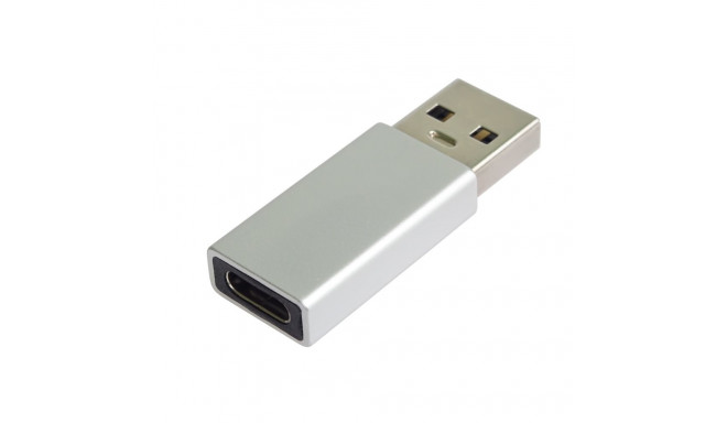 PremiumCord Adaptér USB2.0 A male - USB-C female, silver aluminum case