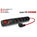 Acar F5  5m cable, 5 outlets, surge protection, max current 16A, black color