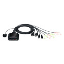 ATEN 2-port 4K HDMI KVM USB mini, cables,remote selector