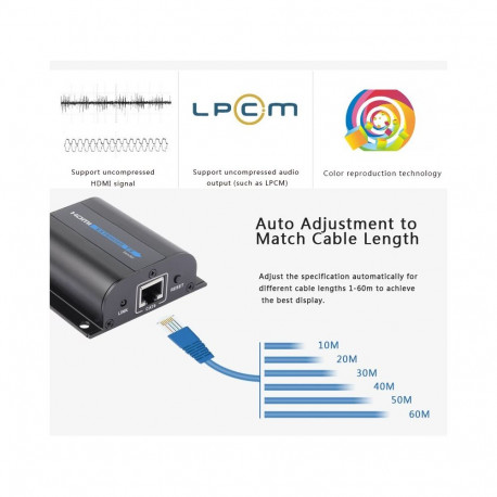PremiumCord 4k@30Hz HDMI extender 40m , over one LAN cable Cat6/6a/7, EDID switch
