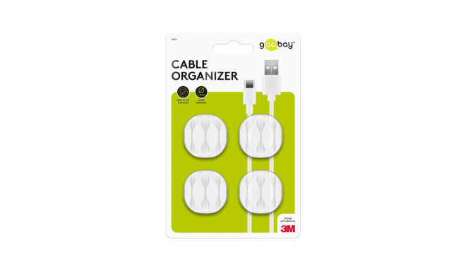 goobay 3 slot Cable guide for the deskfor clean storage; 4pcs per Set (white)