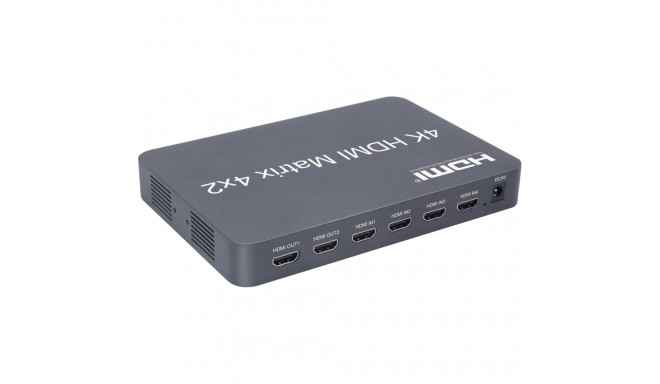 PremiumCord HDMI matrix switch 4:2 with audio, resolution 4Kx2K