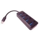 PremiumCord 5G SuperSpeed USB Hub Type C to 4x USB 3.2 A  Gen1, power switches