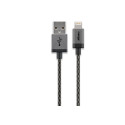 CABSTONE Lightning iPhone charge/sync cable, black-silver, 8pin - USB A M/M, 0.3m