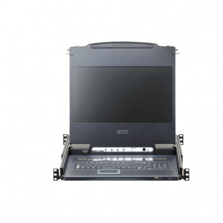 ATEN 8-port KVM USB, DVI, OSD,Single Rail rack, 17.3" FHD LCD, touchpad, keyboard