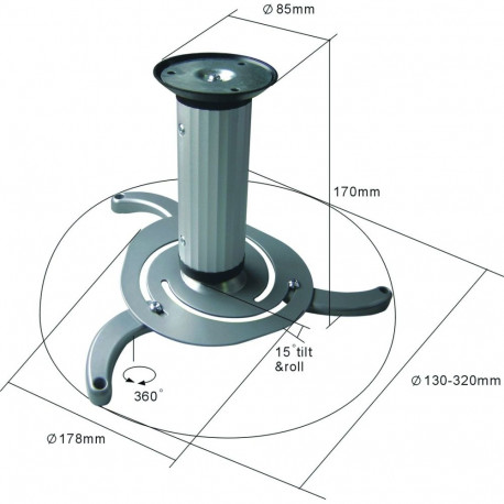 Beamerflex silverwith variable ceiling level, white color