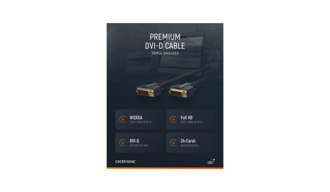 ClickTronic HQ OFC cable DVI-D(24+1) male  DVI-D(24+1) male Dual Link, 7,5m