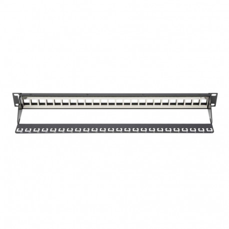 DIGITUS Patch Panel, Blank, 24 Port, Unit Heigth, with blanck panel, black color 7035 Color grey RAL