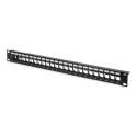 DIGITUS Patch Panel, Blank, 24 Port, Unit Heigth, with blanck panel, black color 7035 Color grey RAL