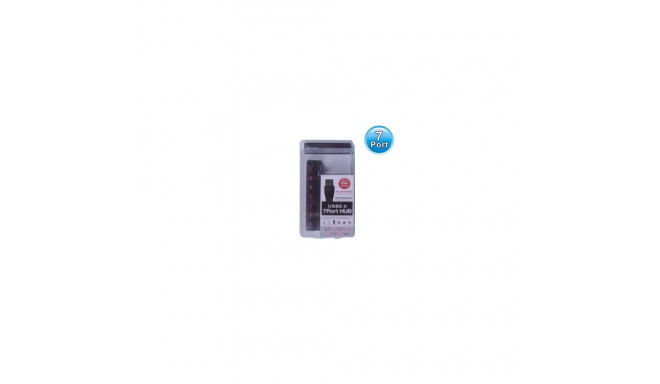 PremiumCord USB 2.0 HUB 7-port with power adapter and power switches