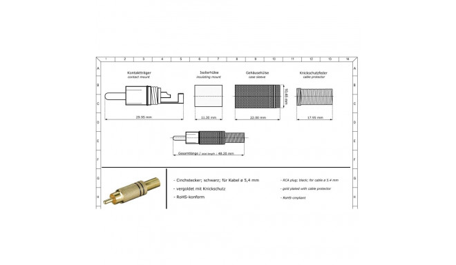 Connector Cinch M gold platted