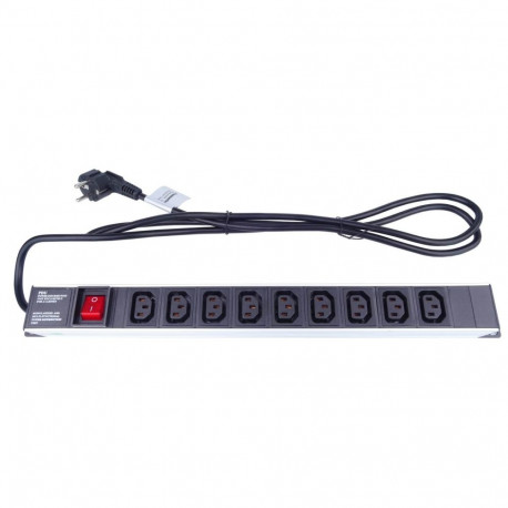 PremiumCord Power distribution Unit for 19" Racku 1U, 9xIEC (C13), 2m cable,switch