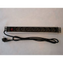 PremiumCord Power distribution Unit for 19" Rack 1.5U, 8x230V, 2m cable,switch