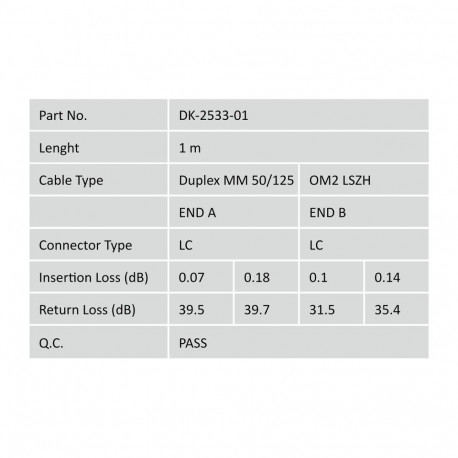 DIGITUS Fiber Optic Patch Cord, LC/LC Multimode 50/125 µ, Duplex Length 10m