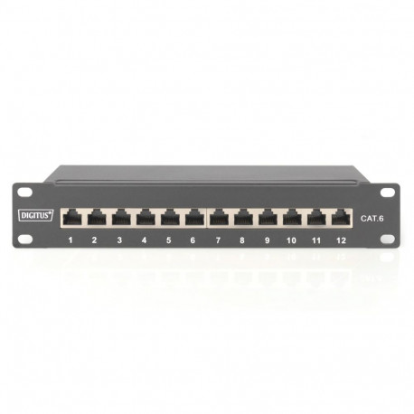 DIGITUS Patch panel,CAT6,10",12xSTP RJ45,black