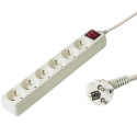 PremiumCord Extension power cord 230V 5m 6 outlets, power switch
