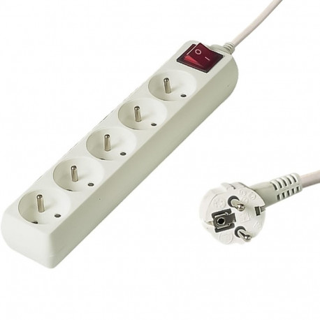 PremiumCord Power Strip 230V 10m 5 outlets, power switch