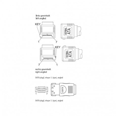 PremiumCord 0,5m data cable SATA 1.5/3.0 GBit/s, metal latch