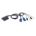 ATEN 2-port mini KVM USB, audio, 1,8m integrated cables