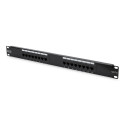 DIGITUS Patch panel, CAT6,19",16xUTP RJ45,black