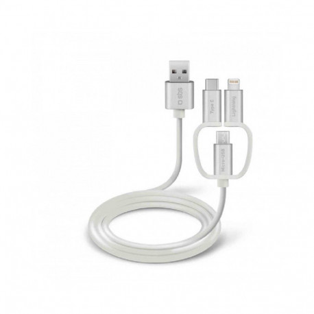 3 In 1 Charging Cable 1.2m By SBS White