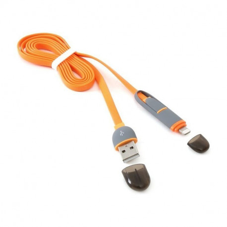 Platinet cable USB - microUSB/Lightning 1m, orange (42873) (opened package)